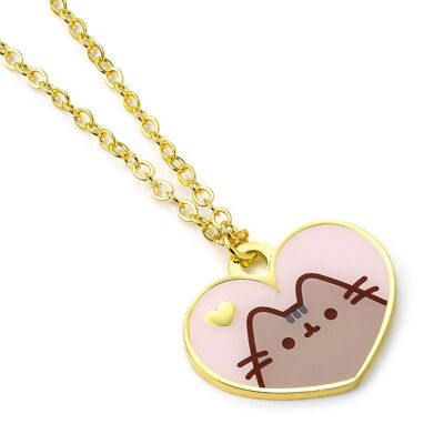 Pusheen the Cat Pink and Gold Heart Necklace