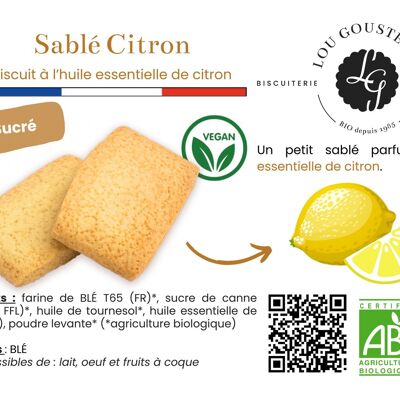 Ficha de producto plastificada - Galleta dulce de mantequilla con aceite esencial de limón