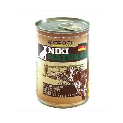 Niki Nourriture humide naturelle au bœuf et au riz pour chiens