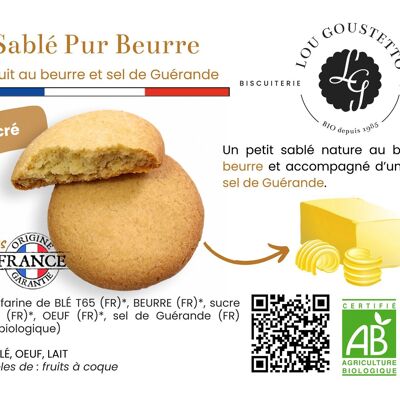 Laminated product sheet - Pure Butter Shortbread Sweet Biscuit - 100% ingredients from France