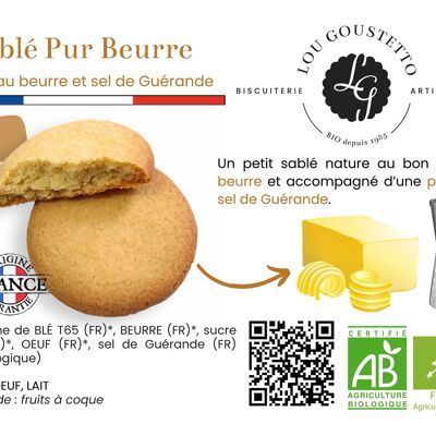 Scheda prodotto laminato - Biscotto dolce di pasta frolla al burro puro - 100% ingredienti dalla Francia
