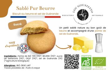 Fiche produit plastifiée - Biscuit sucré Sablé Pur Beurre - 100% ingrédients origine France 2