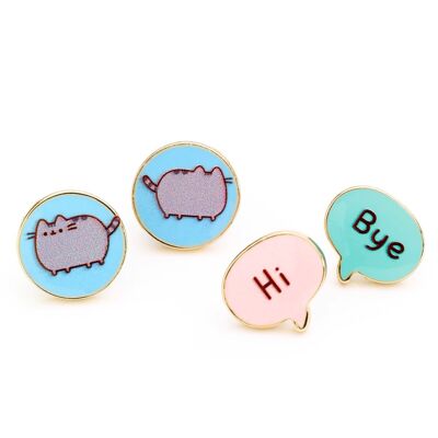 Set de aretes "Hola, adiós" del gato Pusheen