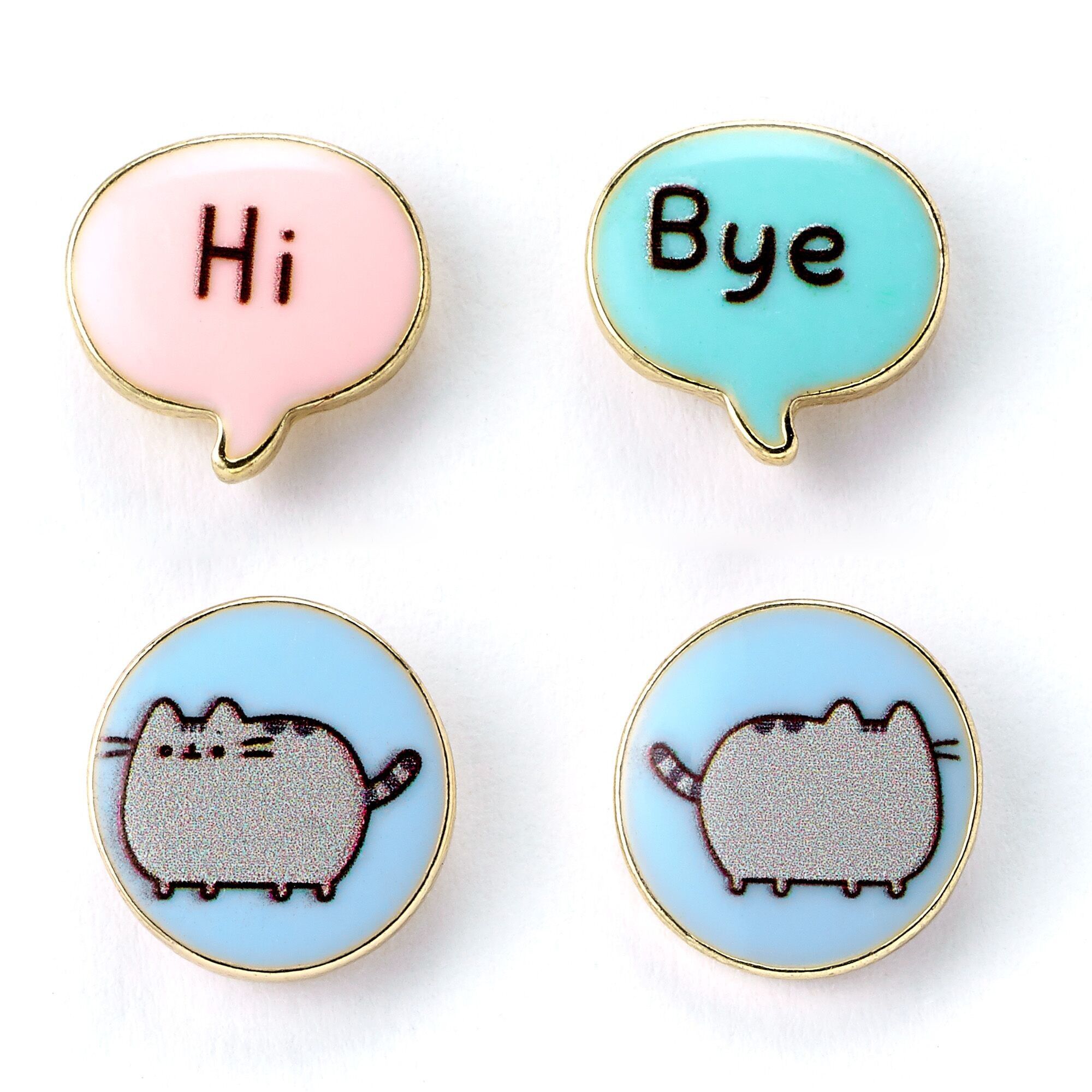 Set de aretes "Hola, adiós" del gato Pusheen
