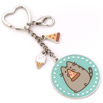 Porte-clés Pusheen le chat pizza avec mini charms 1