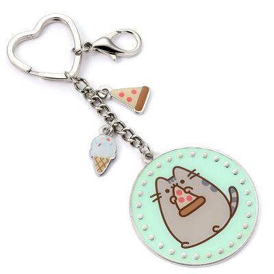 Porte-clés Pusheen le chat pizza avec mini charms