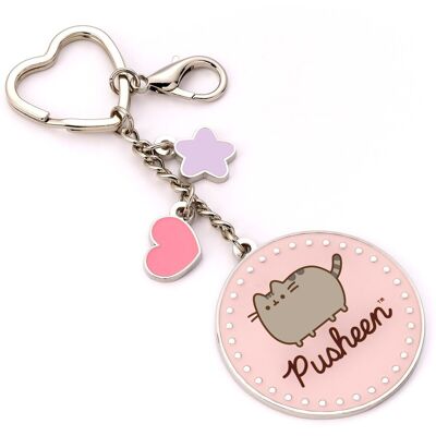 Pusheen the Cat Pink Name Keyring with Mini Charms