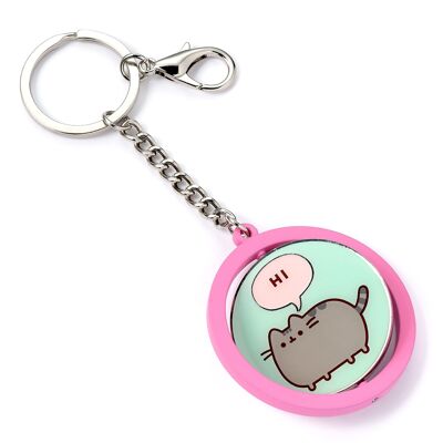 Portachiavi girevole Pusheen il gatto rosa e blu "Ciao, ciao".