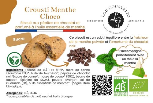 Fiche produit plastifiée - Biscuit sucré Crousti Menthe Chocolat