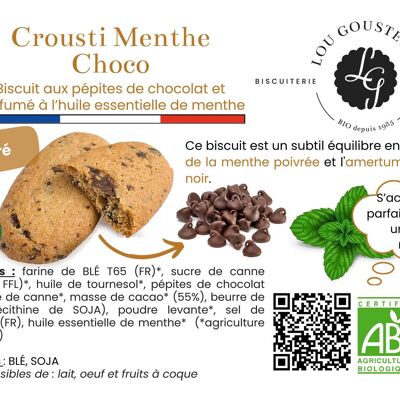 Scheda prodotto plastificata - Crousti Menta Biscotto dolce al cioccolato