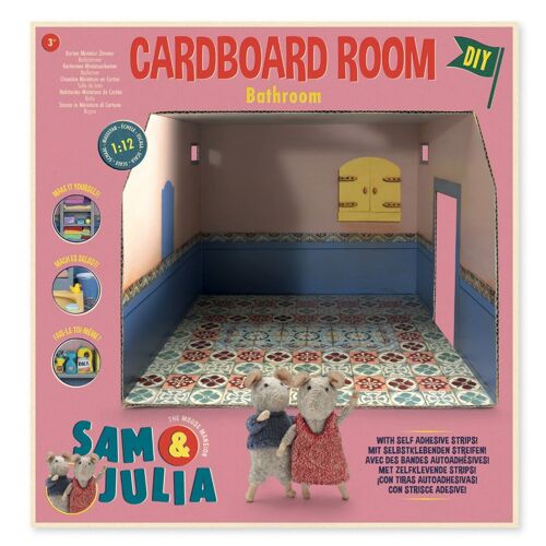 Kids DIY Dollhouse - Cardboard Bathroom - The Mouse Mansion