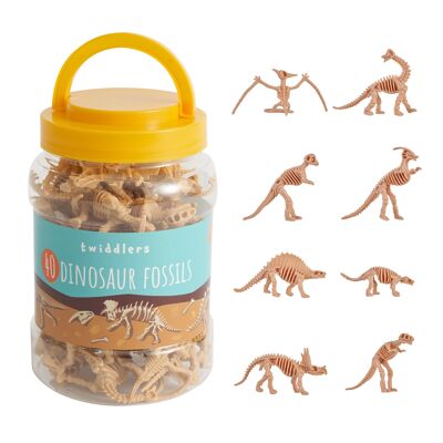 Tub of 40 Dinosaur Bones Fossil Skeleton Toy Set, Perfect as Dino Party Bag Fillers for Kids, Educational Classrooms Rewards