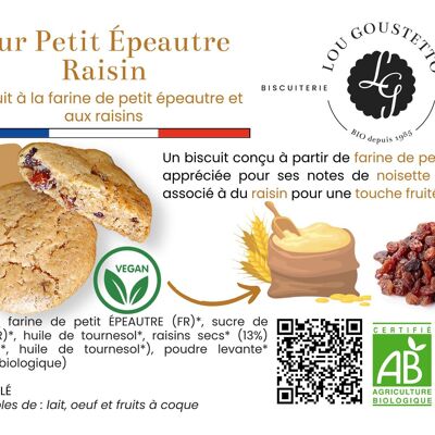 Fiche produit plastifiée - Biscuit sucré Pur Petit Épeautre & Raisins secs