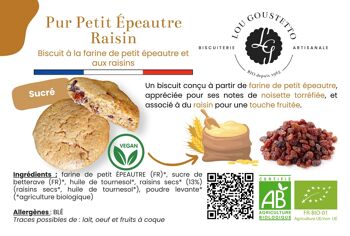 Fiche produit plastifiée - Biscuit sucré Pur Petit Épeautre & Raisins secs 1