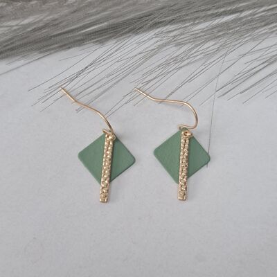 pendientes - Fun SQ - oro mate - verde