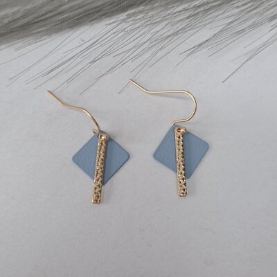 earrings - Fun SQ - matte gold - blue