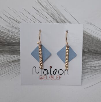 boucles d'oreilles - Fun SQ - or mat - bleu 2