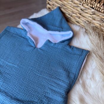 Marin le poncho de bain - Bleu Denim