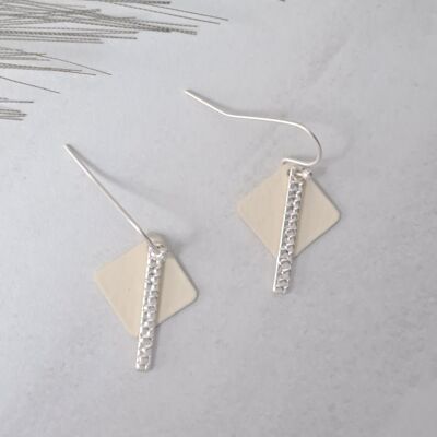 Pendientes - FUN SQ - plata mate - marfil