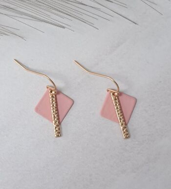 boucles d'oreilles - Fun SQ - or mat - rose 1