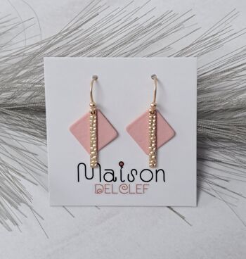 boucles d'oreilles - Fun SQ - or mat - rose 2