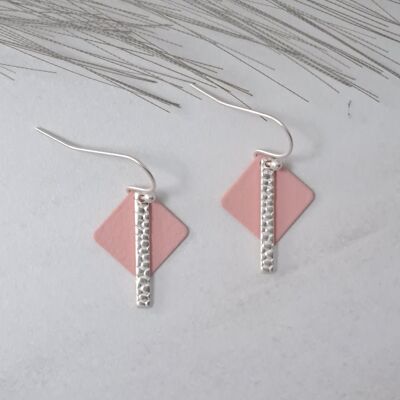 earrings - fun - matte silver - pink