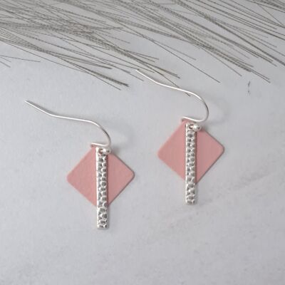 earrings - fun - matte silver - pink