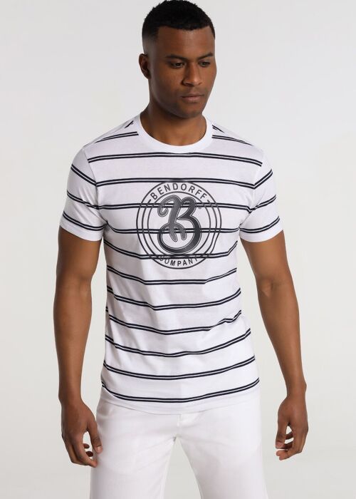 BENDORFF - T-Shirt Short Sleeve Woven Stripe Logo Chest | 123468