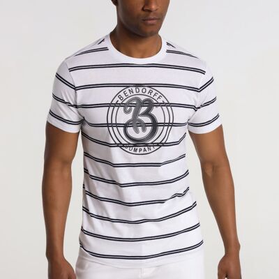 BENDORFF – T-Shirt mit kurzen Ärmeln, gewebtes Streifen-Logo auf der Brust | 123468