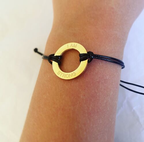 I AM STRONG Wax Rope Bracelet Gold