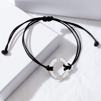 BE KIND Wax Corde Bracelet Argent 3