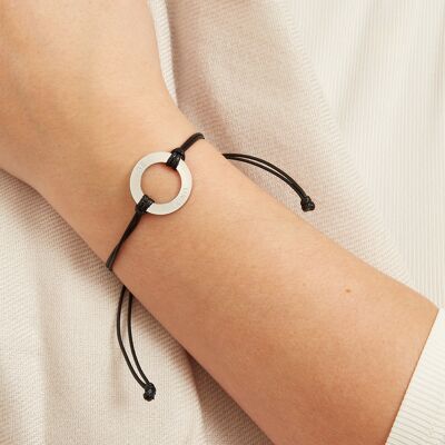 BE KIND Wachsseil Armband Silber