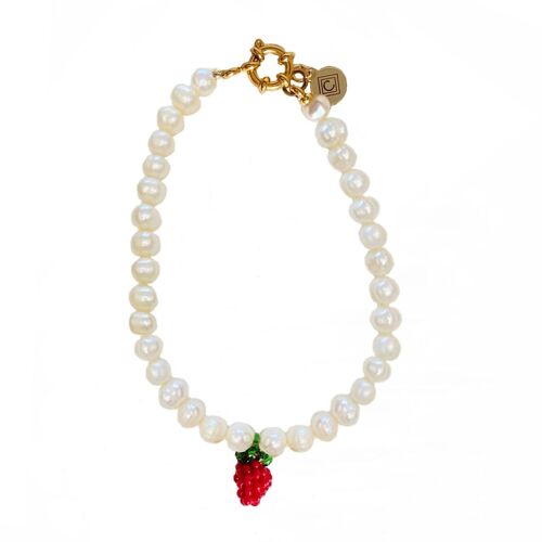 Berry Blush Strawberry Pearl Bracelet