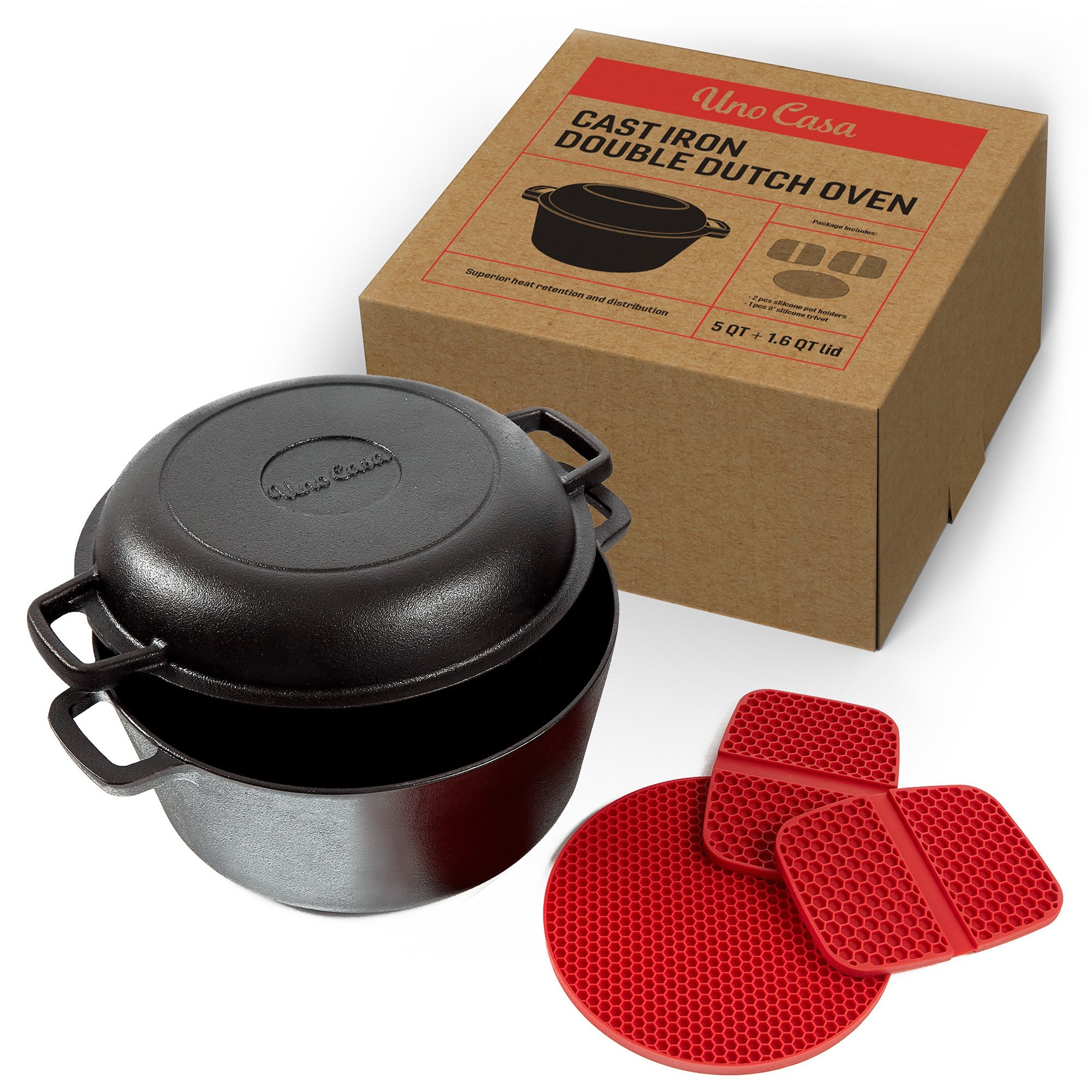Cast Iron Wok with Silicone Lid - Uno Casa