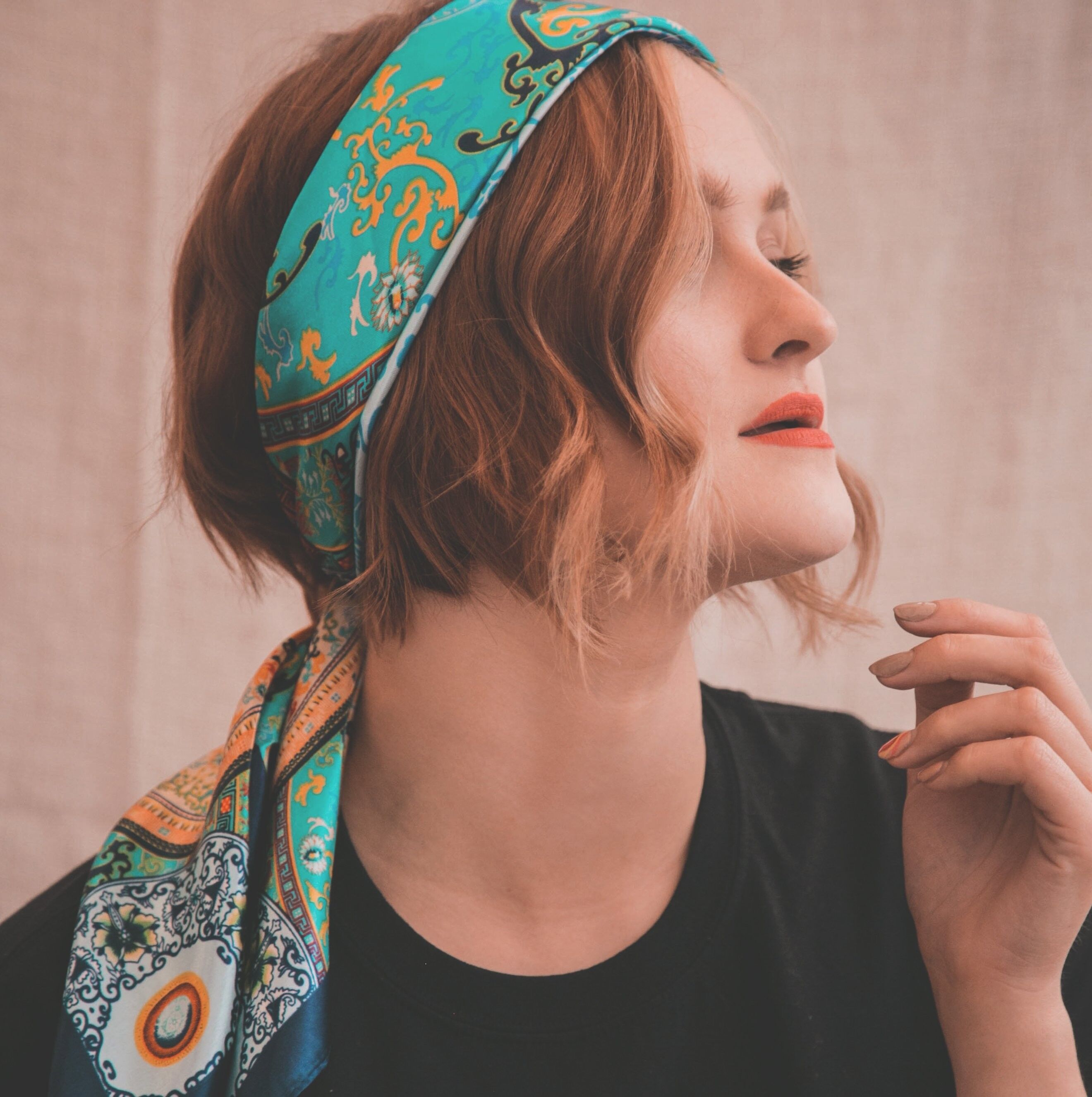 Foulard con motivo cachemire color ambra - Blu