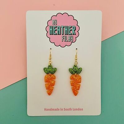 NUEVOS aretes con purpurina de zanahoria