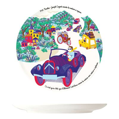 Dessert plate - History of the automobile - Biosourced melamine, French creation.