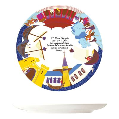 Dessert plate - History of Marco Polo - Biosourced melamine, French creation.
