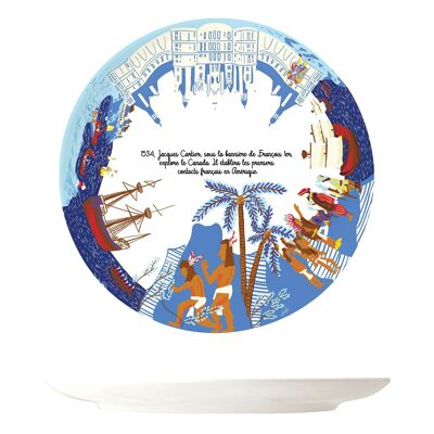 Dessert plate - History of Jacques Cartier - Biosourced melamine, French creation.
