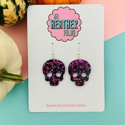 Pendientes de calavera pequeños brillantes