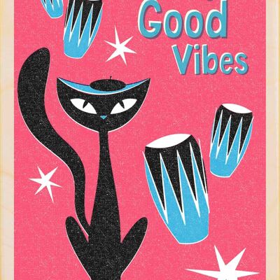 Carte postale en bois GOOD VIBES Card