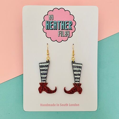 Black/ Red Witches Legs Earrings