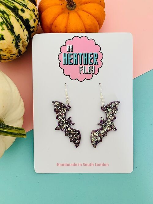 Glittery Bat Earrings