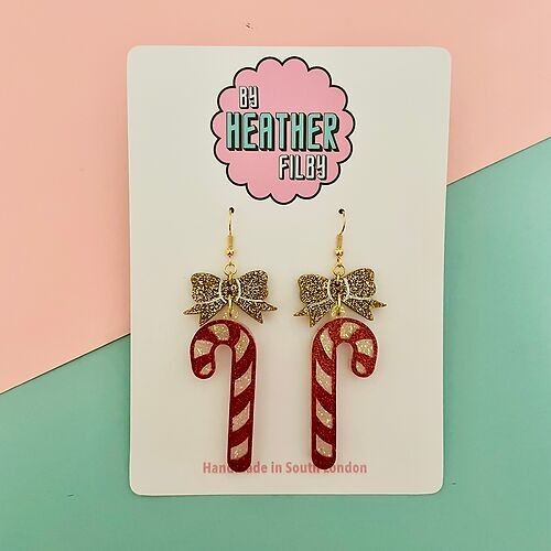 Candy Cane Glitter Earrings (MORE COLOURS)