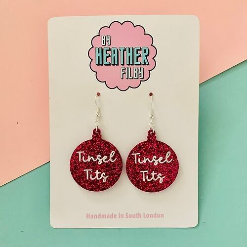 Tinsel Tits Glitter Bauble Christmas Earrings (MORE COLOURS)