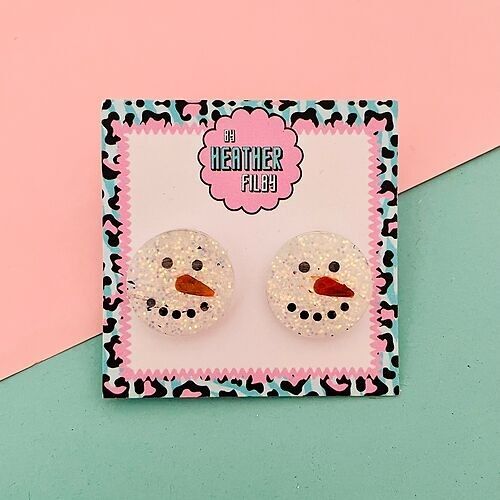 Snowman Glitter Studs