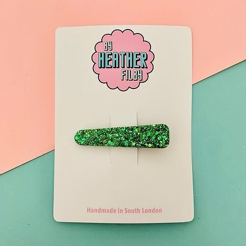 Green Glitter Hair Clip