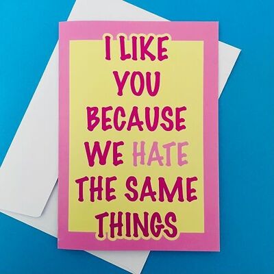 "Hate the Same Things' Greeting Card