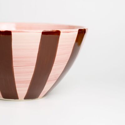 Ceramic salad bowl Ø21cm 1.5L / Pink CHOCOLATE stripes