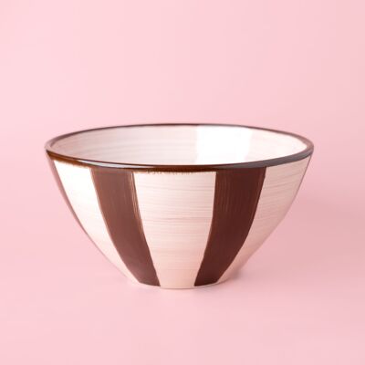 Ceramic salad bowl Ø21cm 1.5L / Pink CHOCOLATE stripes